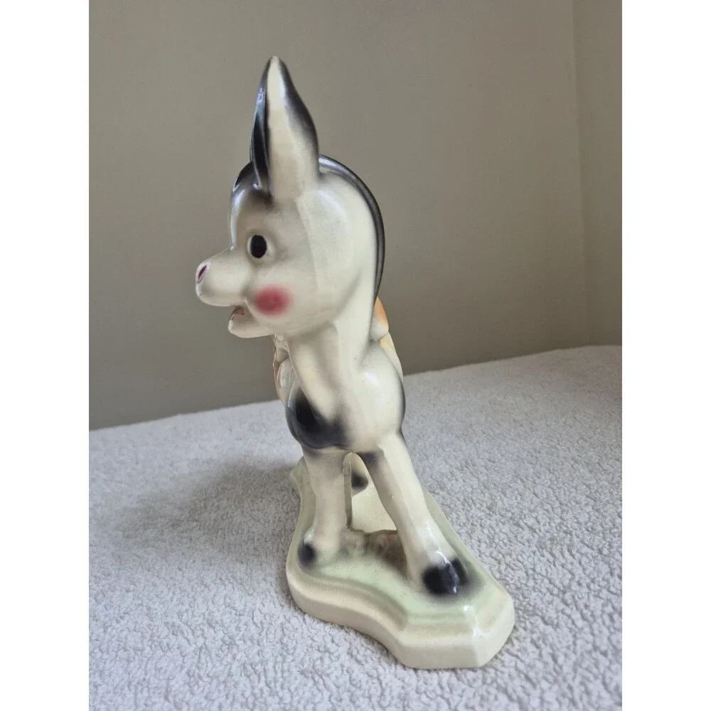 Vintage Ceramic Donkey Burro Planter Figurine MCM Kitsch Pottery Japan Style